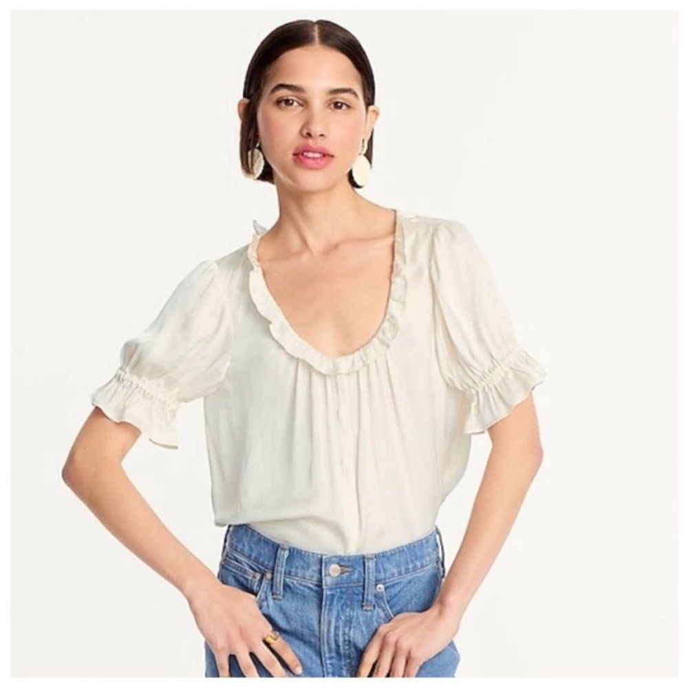J. Crew Pink Ruffle Blouse